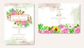 Wedding invitation card with colourful floral and leaves Royalty Free Stock Photo