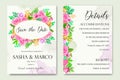 Wedding invitation card with colourful floral and leaves Royalty Free Stock Photo