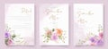 Wedding invitation cardtemplate with colorful flower ornaments