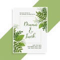 Wedding invitation card design in floral green leaves style