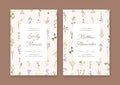 Wedding invitation card designs. Floral backgrounds with marriage ceremony and bridal party inviting. Engagement Royalty Free Stock Photo