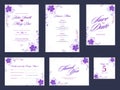 Wedding Invitation Card with Dinner Menu, Save The Date, Thank You Royalty Free Stock Photo