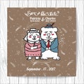 Wedding invitation card doodle style cute bear