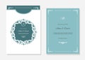 Wedding invitation card and envelope template with laser cutting filigree frame. Royalty Free Stock Photo