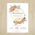 Vector Wedding Invitation card. Flora flower rustic pattern set