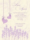 Wedding invitation card. Lavender background.