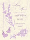 Wedding invitation card. Lavender background.