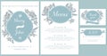 Wedding invitation card with light blue edelweiss