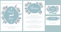 Wedding invitation card with light blue gentiana