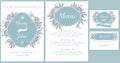 Wedding invitation card with light blue passion flower