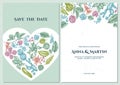 Wedding invitation card with pastel ficus, iresine, kalanchoe, calathea, guzmania, cactus Royalty Free Stock Photo