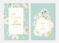 Wedding invitation card daisy chamomile flowers