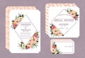 Wedding invitation card printed in vintage style on 5 * 7 inch white cardboard in front and back. Suitable for married couples Royalty Free Stock Photo