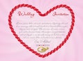 Wedding invitation or card with ribbon form of a heart. Vector Image