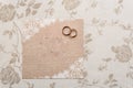 Wedding invitation card with rings, empty with space to fill with text Royalty Free Stock Photo