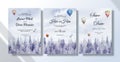 Wedding invitation card set watercolor landscape paintings travelling with balloons