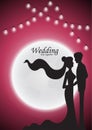 Wedding invitation card with silhouette bride and groom.full moo Royalty Free Stock Photo