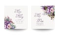 Wedding invitation card template with beautiful floral in frame. Flower watercolor brush texture. Save the date invite cards. Royalty Free Stock Photo