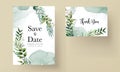 Wedding invitation card template with beautiful leaves