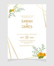 Wedding invitation card template with copper color flower floral background. wedding invitation. Save the date. Vector illustratio Royalty Free Stock Photo