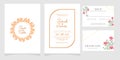 Wedding invitation card template with copper color flower floral background. wedding invitation. Save the date. Vector illustratio Royalty Free Stock Photo