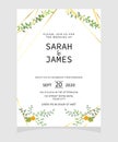 Wedding invitation card template with copper color flower floral background. wedding invitation. Save the date. Vector illustratio Royalty Free Stock Photo