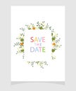 Wedding invitation card template with copper color flower floral background. wedding invitation. Save the date. Vector illustratio Royalty Free Stock Photo