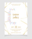 Wedding invitation card template with copper color flower floral background. wedding invitation. Save the date. Vector illustratio Royalty Free Stock Photo