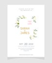 Wedding invitation card template with copper color flower floral background. wedding invitation. Save the date. Vector illustratio Royalty Free Stock Photo