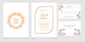 Wedding invitation card template with copper color flower floral background. wedding invitation. Save the date. Vector illustratio Royalty Free Stock Photo