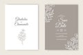 Wedding invitation card template design. Template, Frame with Flowers, Branches, Plants.