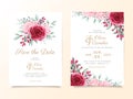 Wedding invitation card template set with floral bouquet and decoration. Greenery save the date, invitation, greeting, respond ,