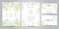 Wedding invitation card template Vector illustration. Set of card with flower rose, leaves. Floral poster, invite. Wedding ornamen Royalty Free Stock Photo