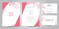 Wedding invitation card template Vector illustration. Set of card with flower rose, leaves. Floral poster, invite. Wedding ornamen Royalty Free Stock Photo