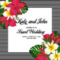 Wedding Invitation Card. Tropical Flowers Background.