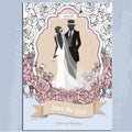 Wedding Invitation Card. Vintage Design . Silhouette