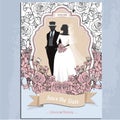 Wedding Invitation Card. Vintage Design . Silhouette