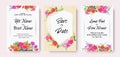 Wedding invitation card vintage set colorful roses watercolor on white Royalty Free Stock Photo