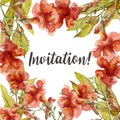 Wedding Invitation card with watercolor flowers