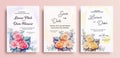 Wedding invitation card watercolor paintings vintage frame set roses Royalty Free Stock Photo