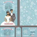 Wedding invitation cards.Bride,groom.Winter season Royalty Free Stock Photo