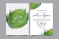 Wedding Invitation cards green Watercolor style collection design, Watercolor Texture Background Royalty Free Stock Photo