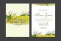 Wedding Invitation cards green Watercolor style collection design. vector Royalty Free Stock Photo