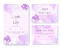 Wedding Invitation Cards Set with Peony Flowers Royalty Free Stock Photo