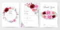 Wedding invitation cards template set with beautiful floral arrangements Royalty Free Stock Photo