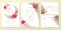 Wedding invitation cards template set with elegant flowers. Watercolor flowers decoration Save the Date, Invitation, Greeting, Royalty Free Stock Photo