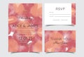 Wedding invitation cards, watercolor textures and fake gold splashes for a luxurious touch