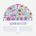 Wedding invitation concept in half circle Royalty Free Stock Photo