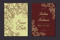 Wedding invitation cover set with beauty floral tulip flower abstract doodle hand drawn style ornament decoration background Royalty Free Stock Photo