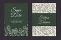 Wedding invitation cover set with beauty floral tulip flower abstract doodle hand drawn style ornament decoration background Royalty Free Stock Photo